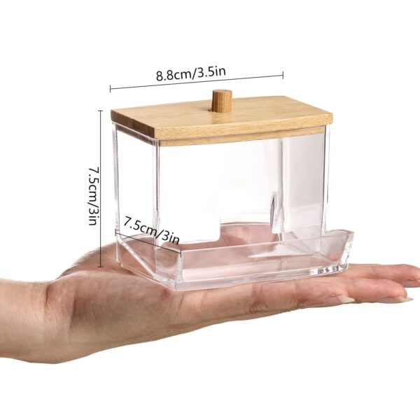 7oz Swab & Pad Holder with Wooden Lid - Qtip Dispenser, Bathroom Organizer Jar for Storage, Swab Pads Holder, Apothecary Jar, Bathroom Containers - Image 4