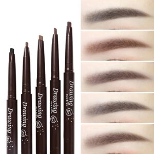 Waterproof 5 Colors Natural Makeup Double Heads Automatic Eyebrow Pencil Waterproof Long-lasting Easy Ware Eyebrow Pen With Eyebrow Brush