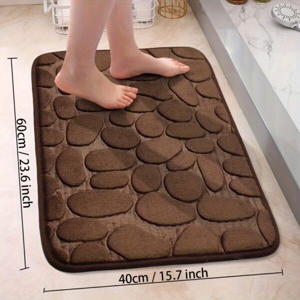 1pc Plush Memory Foam Bath Rug with Cobblestone Embossment - Quick-Dry, Non-Slip, Machine Washable - Soft & Comfortable for Shower and Bathroom, Ideal Fall Decor Accessory, Bathroom Rug - Image 17