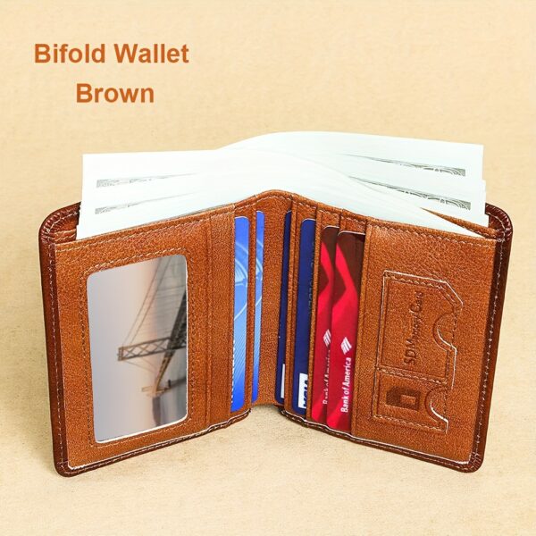 1pc CIEPHIA Vintage Genuine Leather RFID Blocking Wallet for Men - Slim, Multi-Functional ID & Credit Card Holder, Deep Brown with Embossed Logo, Ideal Gift for Valentine's Day - Image 13