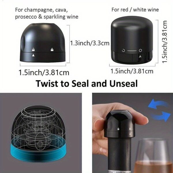 1pc/2pcs New Vacuum Wine Stoppers For Hotel Reusable Champagne Bottle Stoppers Wine Sealer Cap Set Leak-proof Preserver For Restaurant - Image 19