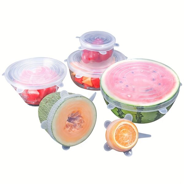 6-Pack Silicone Elastic Lids, Reusable Durable Food Storage Bowl Covers, BPA-Free, Dishwasher & Freezer Safe, Kitchen Accessories - Image 2