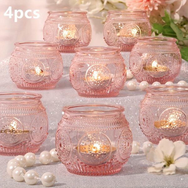 Glass Tea Light Candle Holders, Polished Finish, Flower Theme, Tabletop Mount, Versatile for Wedding, Shower, Party Decoration, Ideal for Christmas, Halloween, Easter, Thanksgiving, Valentine'S Day - Image 5