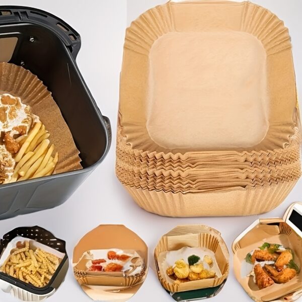 10/50/100pcs Disposable Square Paper Air Fryer Liners, 6.3'' Large Size Paper Basket Bowls, Non-Stick Baking Trays, Oven Accessories, Multi-Functional Kitchen Gadgets & Accessories - Image 2