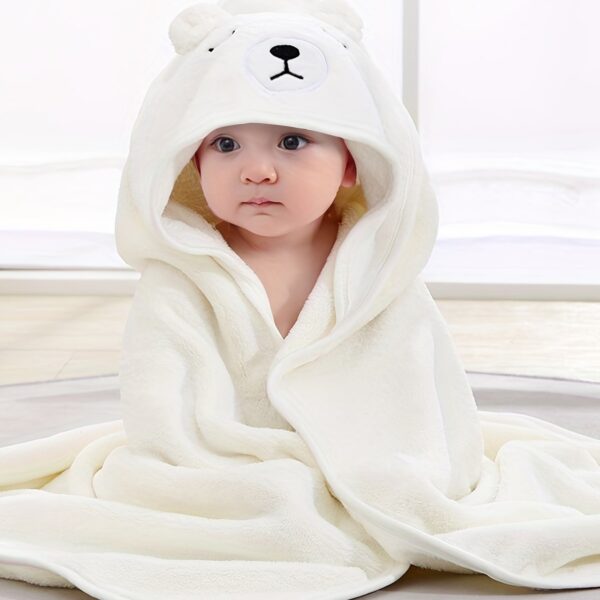 Super Absorbent Microfiber Baby Bathrobe - Adorable Elephant Hooded Towel with Matching Hat, Soft & Cozy for Boys and Girls 0-2 Years, Cartoon Design, Machine Washable, Baby Bath Accessories - Image 11