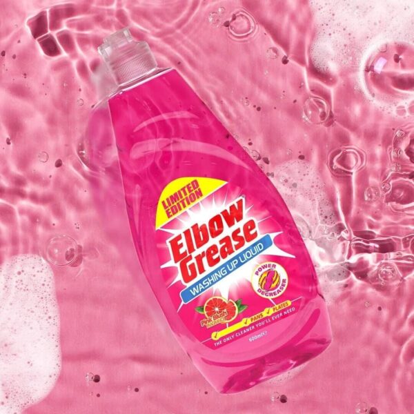 3 x Elbow Grease Pink Blush Washing Up Liquid 600ml Strong Power Degreaser Remover Perfect For Glasses Pans Plates Kitchen Home Use 3pcs Set - Image 2