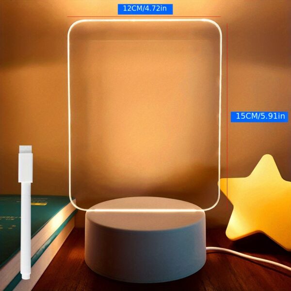 Modern LED Message Board Night Light - USB-Powered, Warm Glow, Rewritable, Acrylic Desk Lamp for Bedroom or Home Office - Image 5