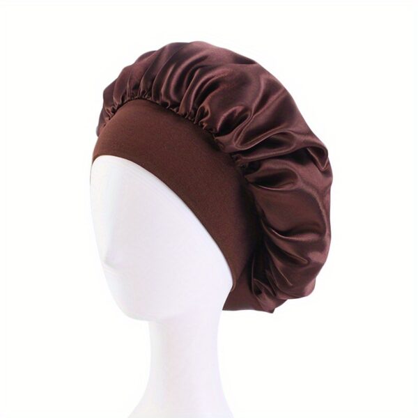 Elastic Band Cap For Brimmed Night Hat Bath Cap Extra Large Satin Silky Bonnet - Image 12