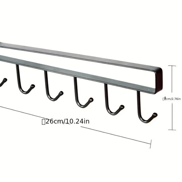 1pc Kitchen Shelf Storage Clothes Hanging Organizer Cup Holder Glass Mug Holder 6 Hooks Storage Rack - Image 5