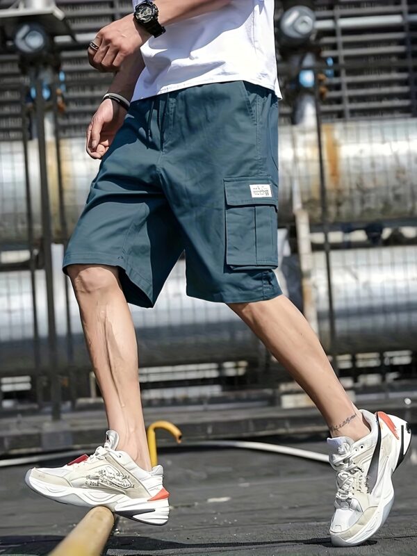 Mens Stylish Multi-Pocket Cargo Shorts - Comfortable Drawstring Waist for Summer - Versatile Bermuda Length - Image 2