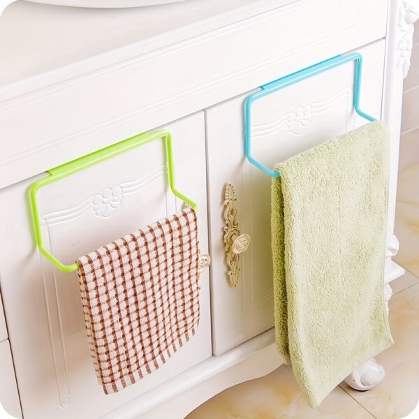 1pc Hanging Towel Rack, Towel Holder For Kitchen Toilet Cabinet Door, Bathroom Free Punch Wall Hanging Towel Hanger - Image 13