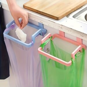 1-Pack Hanging Garbage Bag Dispenser Organizer - Durable Plastic Kitchen Bathroom Storage with Color-Coded Compartments (Blue/Pink) for Countertop, Under Sink & Pantry Organization