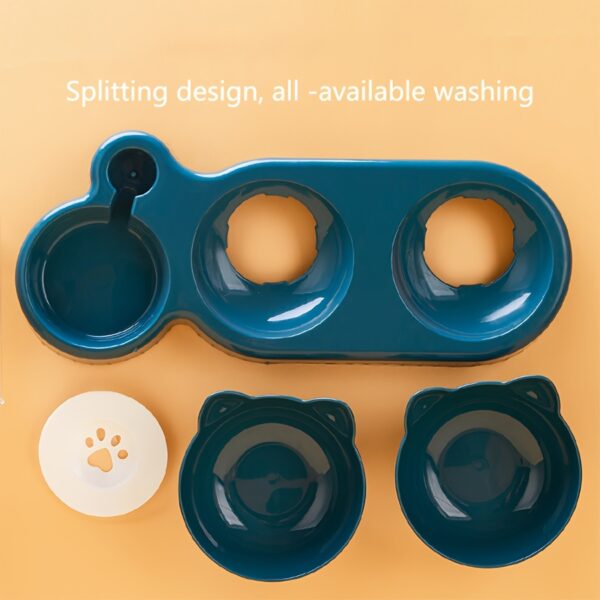 3-in-1 Tilted Pet Bowls Set with Gravity Water Feeder - Adjustable Ear Design for Neck Protection, Easy Cleaning, and Reduced Spills - Perfect for Cats and Small Dogs - Image 12