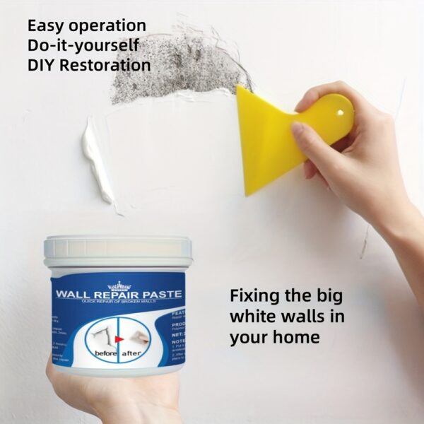[Long-Lasting Hole Repair Putty] HOLE REPAIR PUTTY - Prevents cracks, durable and long-lasting - Easily repairs holes, cracks, dents and other plasterboard damage - Mild ingredients - Suitable for use on walls - Wall Putty - White, Odorless, Plasterboard - Image 2