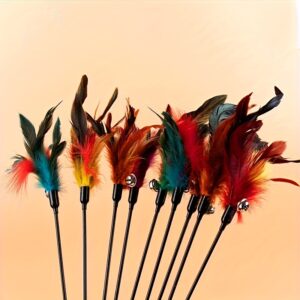6pcs-Bell Feather + Plastic Handle Tease God Artifact Bite Resistant