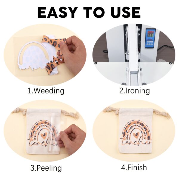 8pcs Leopard Print Heat Transfer Vinyl Sheets, 30.48cm x 24.89cm, Easy Cut & Weed for DIY T-Shirts, Tote Bags, Hats, Pants - Multicolor Crafting Supplies - Image 4