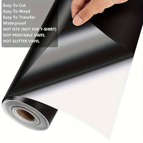 1 Roll Black Adhesive Vinyl, 12 Inch x 25 Feet, Paper Material, Permanent Adhesive for Crafts, Hole Punchers & Vinyl Cutter, Easy to Cut, Weed, Transfer & Apply, Waterproof & Strong Stickiness - Image 7