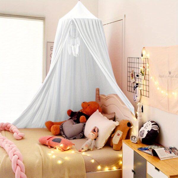 1pc Princess Style Kids Bed Canopy, Soft Polyester 100% Fabric, Machine Washable, Dreamy Mosquito Netting, Contemporary Reading Nook Tent for Girls Room, Indoor Use, 100-120 gsm - Image 5