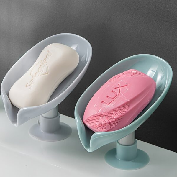 Elegant Leaf-Shaped Soap Holder: Drain-Design, Strong Suction, Easy Install, Enhances Bathroom Decor & Keeps Soap Dry