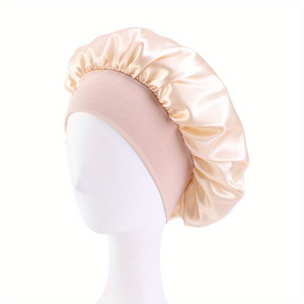 Elastic Band Cap For Brimmed Night Hat Bath Cap Extra Large Satin Silky Bonnet - Image 17