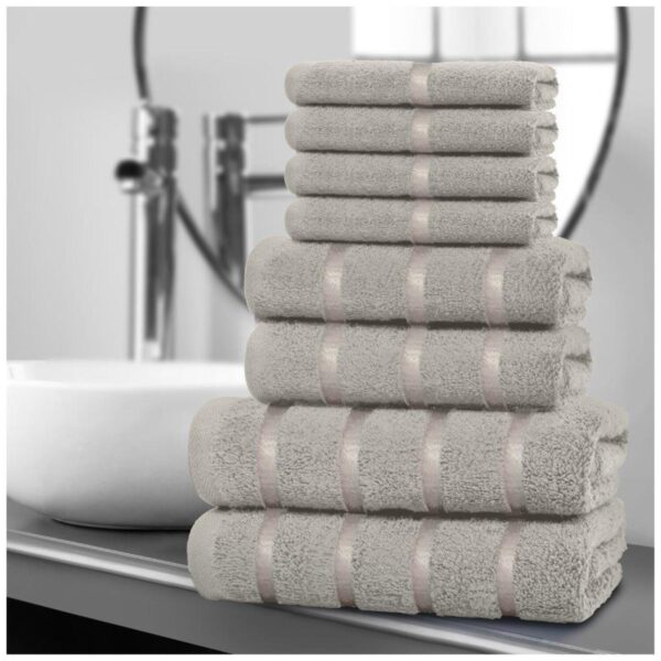 8pcs Egyptian Cotton Towel Set | Quick-Drying & Highly Absorbent | Includes 4 Face, 2 Hand, 2 Bath Towels | Sophisticated Boston Design | 15 Elegant Colours | Machine Washable - Image 12