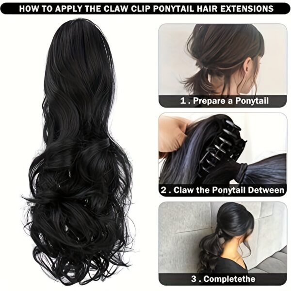 Long Wavy Ponytail Extensions - 55.88 cm Claw Clip In Synthetic Hair Piece For Women - Add Volume And Style To Your Hair Halloween Christmas - Image 4