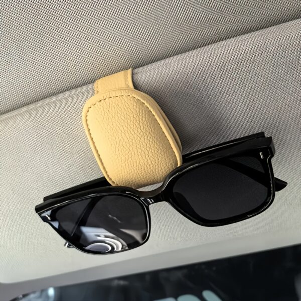 [1pcs Universal Sun Visor Glasses] 1pc Universal Car Sun Visor Glasses Clip, Pu Material, Auto Eyeglasses Holder, Vehicle Interior Accessories, Eyewear Storage Bracket - Image 6