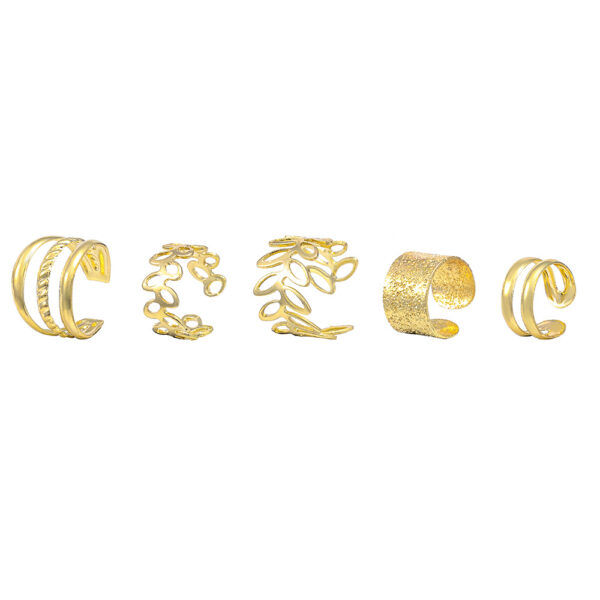 5pcs Set Hip Hop Y2K Style Leaf Cutout Ear Cuffs, Zinc Alloy, Outdoor-Flags Theme, Multicolor Options - Image 10