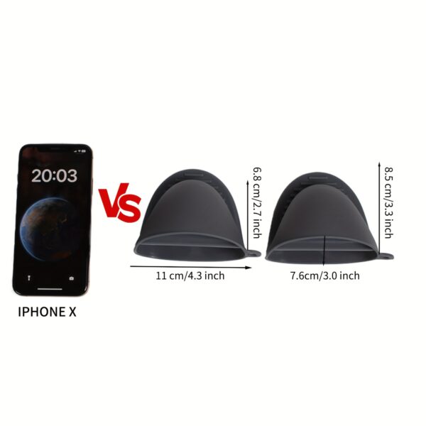 2pcs Black Silicone Oven Mitts - Heat Resistant, Textured Grip Pot Holders with Hanging Loop for Kitchen - Ideal for Cooking & Baking, Oven Mitts And Pot Holders - Image 3