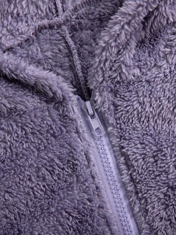 Fuzzy Hooded Pajama Jumpsuit For Music Festival, Comfy & Cute Long Sleeve Zipper Pajamas, Women's Lingerie & Sleepwear - Image 39