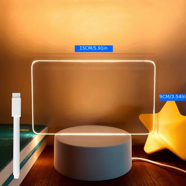 Modern LED Message Board Night Light - USB-Powered, Warm Glow, Rewritable, Acrylic Desk Lamp for Bedroom or Home Office - Image 7