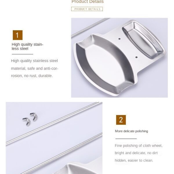 1pc Stainless Steel Pot Lid Rack Shelf with Drain Tray Bracket - Free Punching Soup Spoon Rack with Removable Shelf - Kitchen Accessories for Easy Pot Cover Storage and Drainage - Image 6