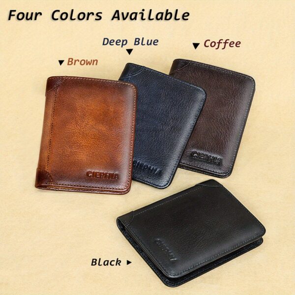 1pc CIEPHIA Vintage Genuine Leather RFID Blocking Wallet for Men - Slim, Multi-Functional ID & Credit Card Holder, Deep Brown with Embossed Logo, Ideal Gift for Valentine's Day - Image 21