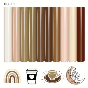 10pcs Skin Tone Heat Transfer Vinyl Sheets, 30.48cm x 24.89cm - Brown, Cream, Beige Shades for T-Shirts, Tote Bags, Hats, Pants & Crafts, Perfect for DIY Projects and Small Businesses