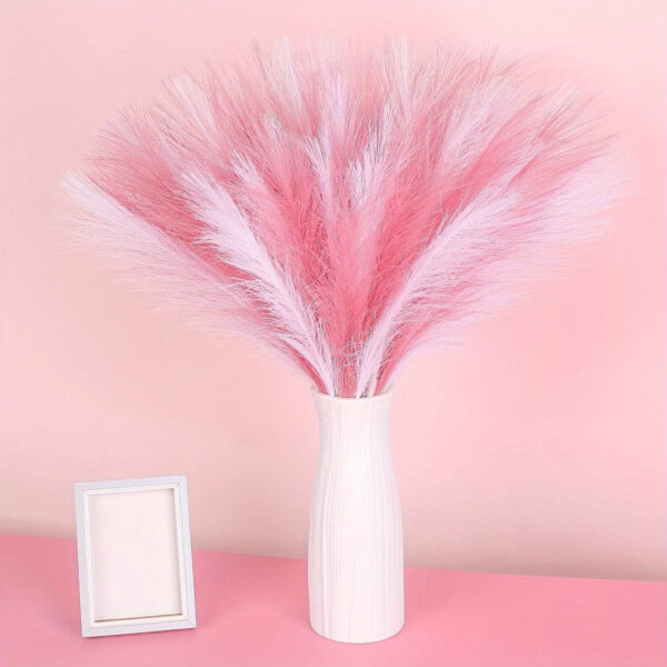 21pcs Boho Chic Artificial Pampas Grass - Soft Pink & White Faux Reed Feathers for Vase Arrangements, Perfect for Home, Wedding, and Farmhouse Decor, 55.88cm Tall Adjustable Stems, Flower Decor - Image 6