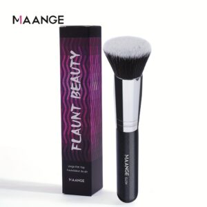 MAANGE Flawless Foundation Brush - Large Flat Top, Ultra-Soft Nylon Bristles for Seamless, Quick Application - Fragrance-Free, Ideal for All Skin Types - Black Handle, MAANGE