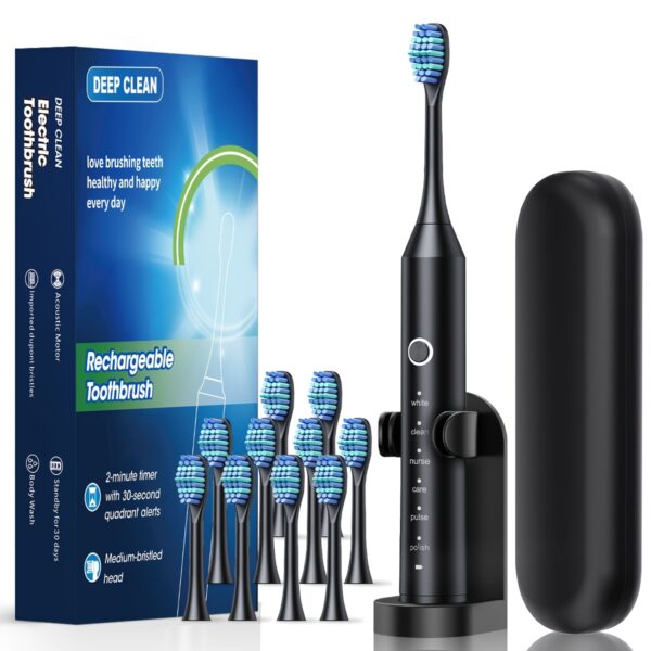 Automatic Rechargeable Electric Toothbrush for Adults, 6 Cleaning Modes, Lithium Polymer Battery, USB Charging, ≤36V, with Soft Bristles for Deep Clean Dental Flosser - Image 4