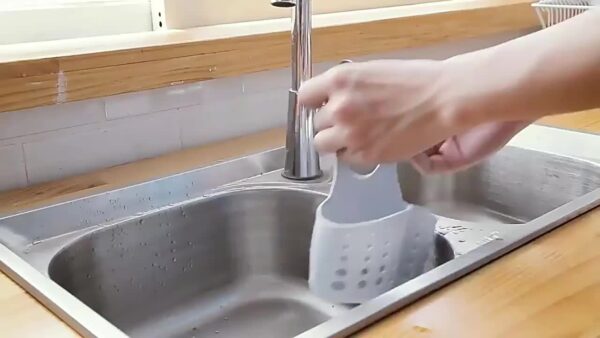 1pc-Solid Color Simple Silicone Sink Openwork Cutlery Rag Brush PVC Drain Storage Basket, Button Removable - Image 11