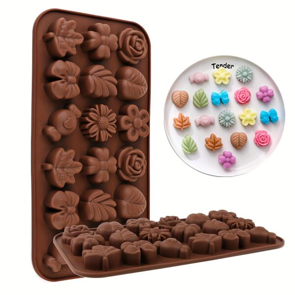 BPA-Free 18-Cavity Silicone Mold - Flower Shaped Chocolate Mold for DIY Candy & Baking - Perfect for Weddings, Holidays & Parties - Image 2