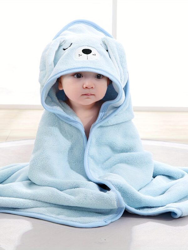 Super Absorbent Microfiber Baby Bathrobe - Adorable Elephant Hooded Towel with Matching Hat, Soft & Cozy for Boys and Girls 0-2 Years, Cartoon Design, Machine Washable, Baby Bath Accessories - Image 3