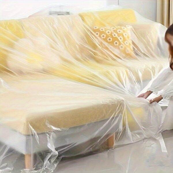 Large Durable Transparent Plastic Drop Cloth - Sofa, Storage, Outdoor Furniture, Garden, Home Renovation Dust Cover - Image 3