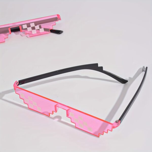 1pc Pink Pixel Mosaic Party Glasses - Fun Anime-Inspired Photo Prop, Durable Plastic, Ideal for Graduations, Celebrations & General Parties, Festive Accessories|Anime Style Glasses|Durable Plastic Frames - Image 4