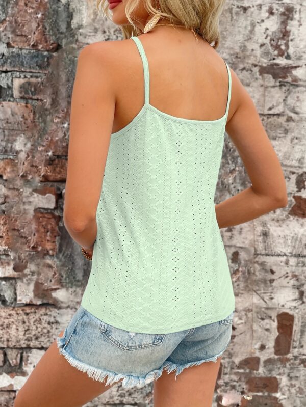 Eyelet Contrast Lace Cami Top, Casual V-neck Spaghetti Strap Top For Summer, Women's Clothing For Coquette/Cute/Y2K Style - Image 26
