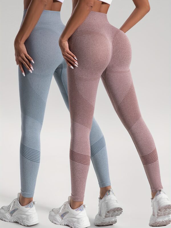 2pcs Solid Color High-Stretch Fitness Yoga Sports Leggings, Soft Breathable Yoga Tight Pants, Women's Activewear