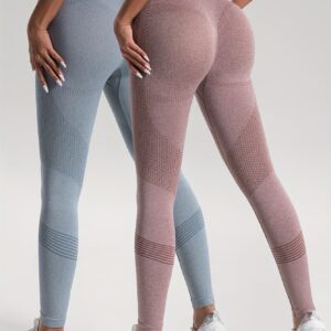 2pcs Solid Color High-Stretch Fitness Yoga Sports Leggings, Soft Breathable Yoga Tight Pants, Women's Activewear