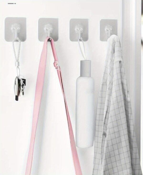 10pcs of Strong Adhesive Kitchen Hooks Adhesive Suction Cups Punch-Free Suction Cups Bathroom Wall-Mounted Toilet Wall Traceless Adhesive Hooks Towel Hook Combination Multi-Functional Hanging Convenient Storage Wall Hooks, Utility Hooks - Image 19