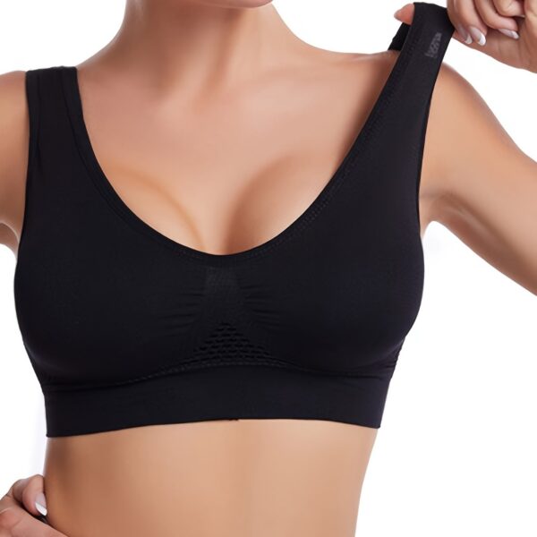 Women's Seamless Sports Bra with Pads - Breathable, High-Stretch, Wireless Mesh Yoga & Running Top, Solid Color Activewear - Image 12
