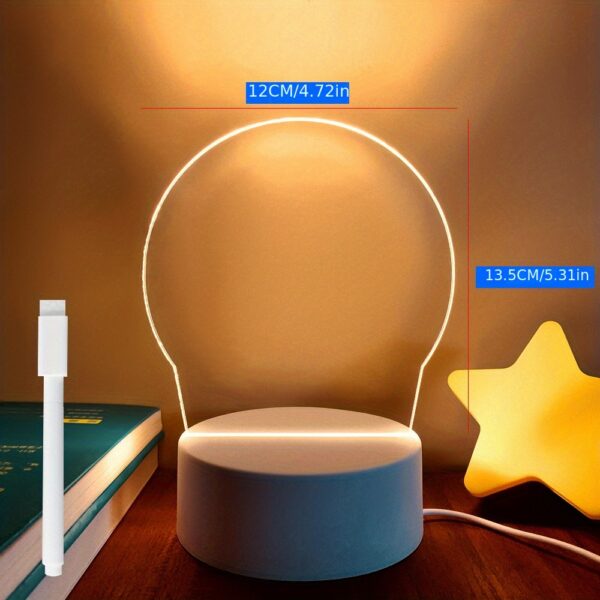 Modern LED Message Board Night Light - USB-Powered, Warm Glow, Rewritable, Acrylic Desk Lamp for Bedroom or Home Office - Image 8
