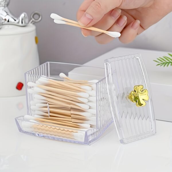 1pc Clear Acrylic Swab Holders With Wooden Lid, Dust-proof Storage Jars For Swab, Jewelry, Powder Puffs, Beauty Eggs, Household Storage Organizer For Dresser, Desktop, Bathroom, Home, Dorm - Image 9
