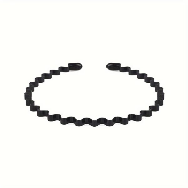 Non-Slip Elastic Black Wavy Metal Headband - Hair Band for Outdoor Sports & Fashion Accessory, Men's Spring Hair Clip - Image 13